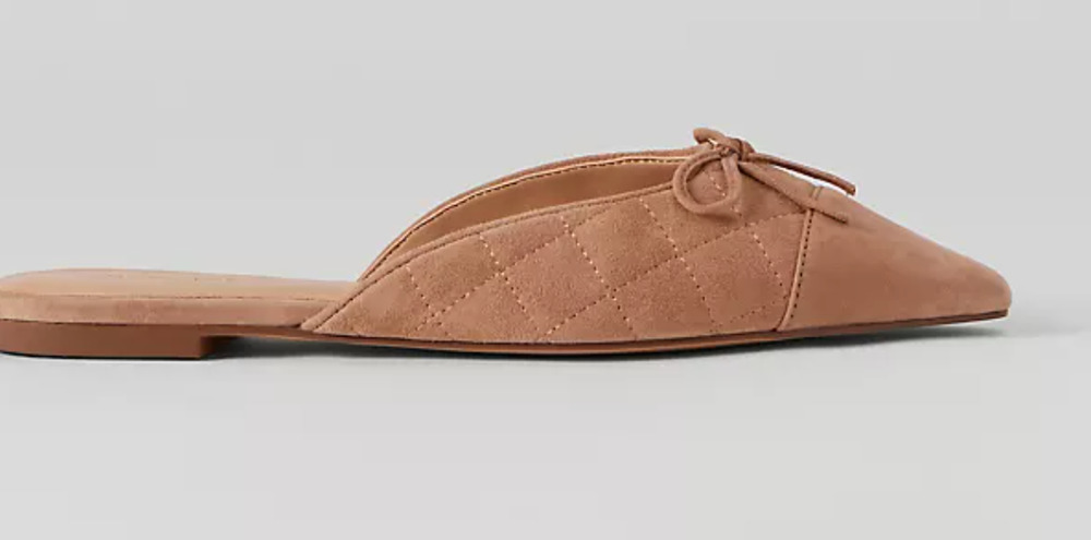 NWOB Ann Taylor Quilted Tan Suede Slide Pointed toe 8.5